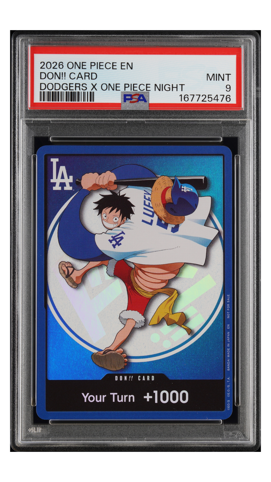 Monkey D. Luffy DON!! Card – Dodgers × One Piece Night – PSA 9 Mint